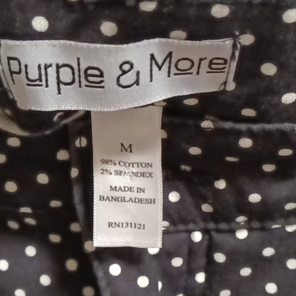 FINAL PRICE NWT Purple & More black with white polkadot Capri pants Size Medium